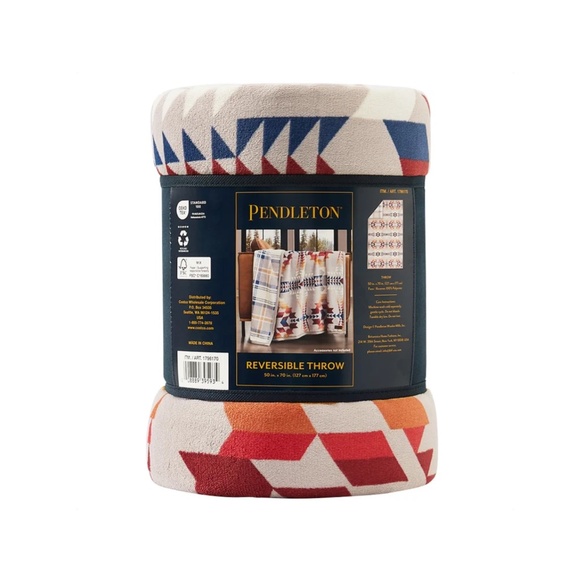 Pendleton Legend Lake Gray Plaid Reversible Plush Fleece Throw Blanket - Picture 5 of 6